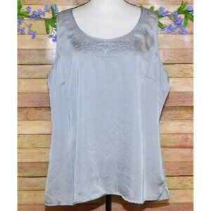 Eddie Bauer Ladies Silver Beaded Embroidered Sleeveless Top Size XXL Layering